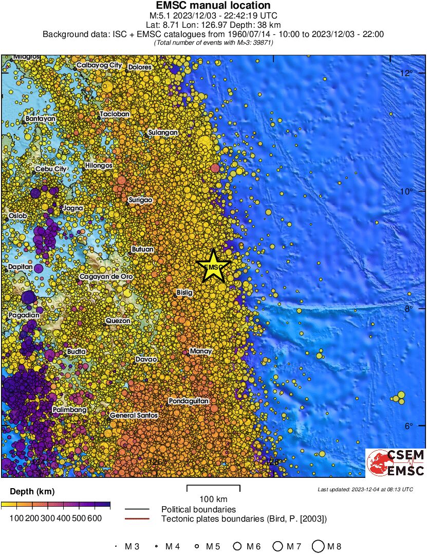 regional depth historical seismicity