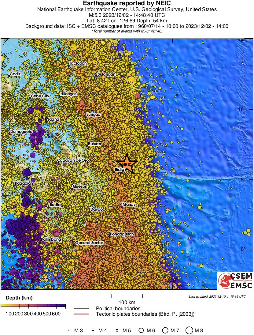 regional depth historical seismicity