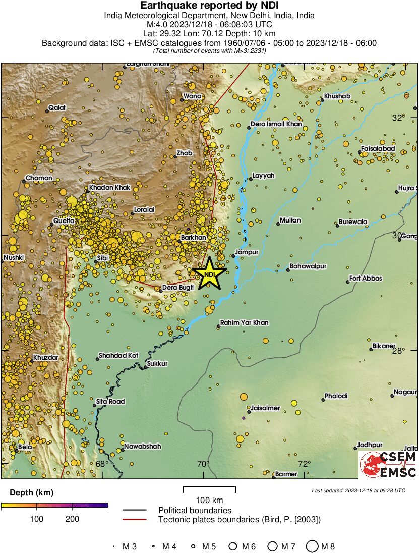 regional depth historical seismicity