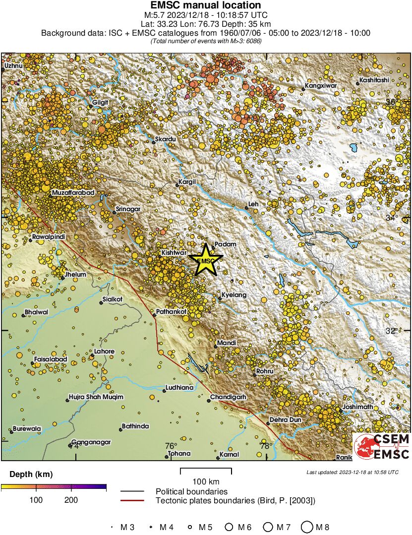 regional depth historical seismicity