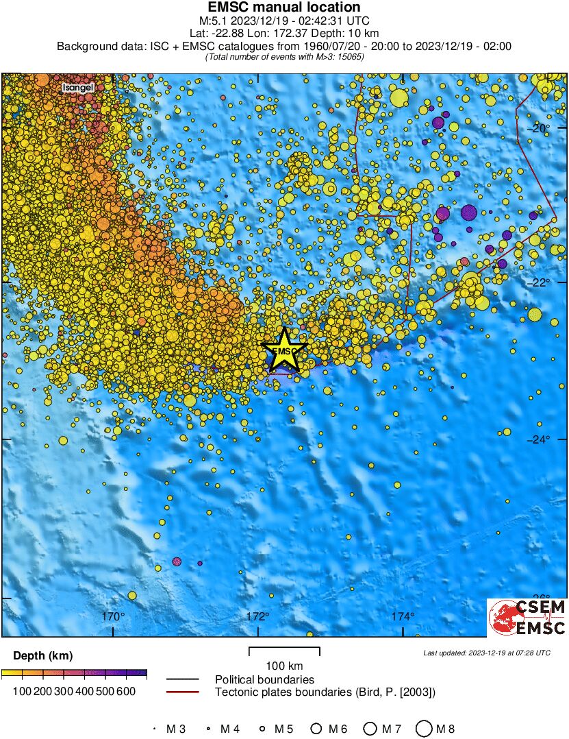 regional depth historical seismicity