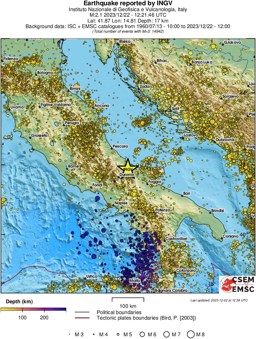regional depth historical seismicity