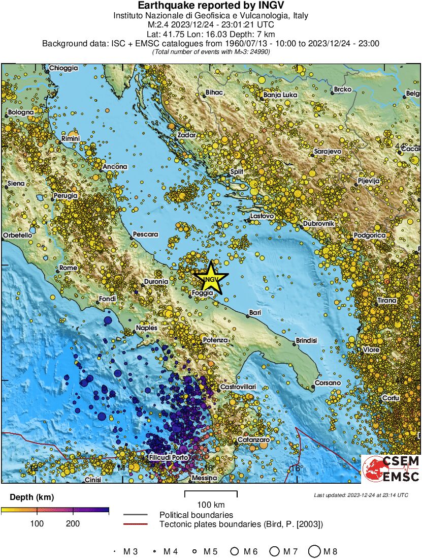 regional depth historical seismicity