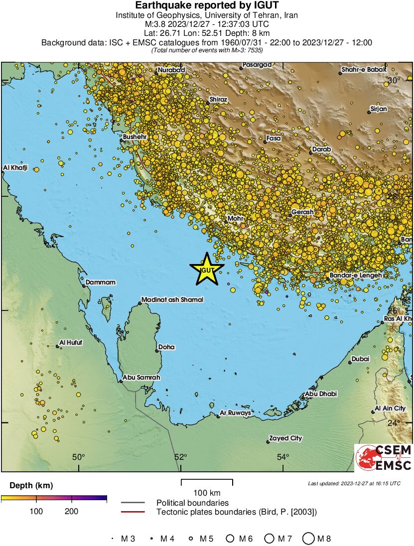 regional depth historical seismicity