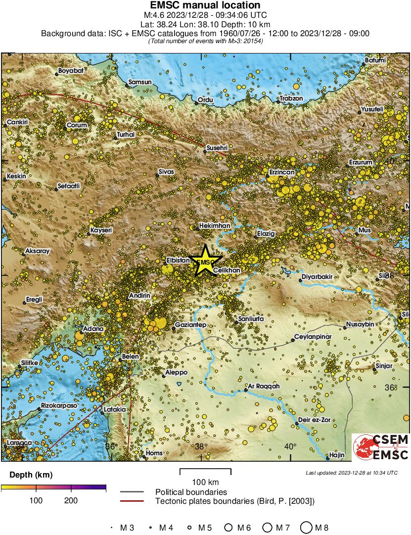 regional depth historical seismicity