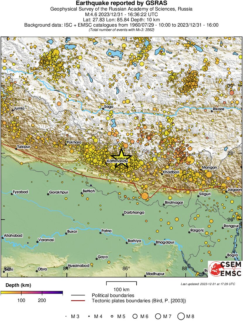 regional depth historical seismicity