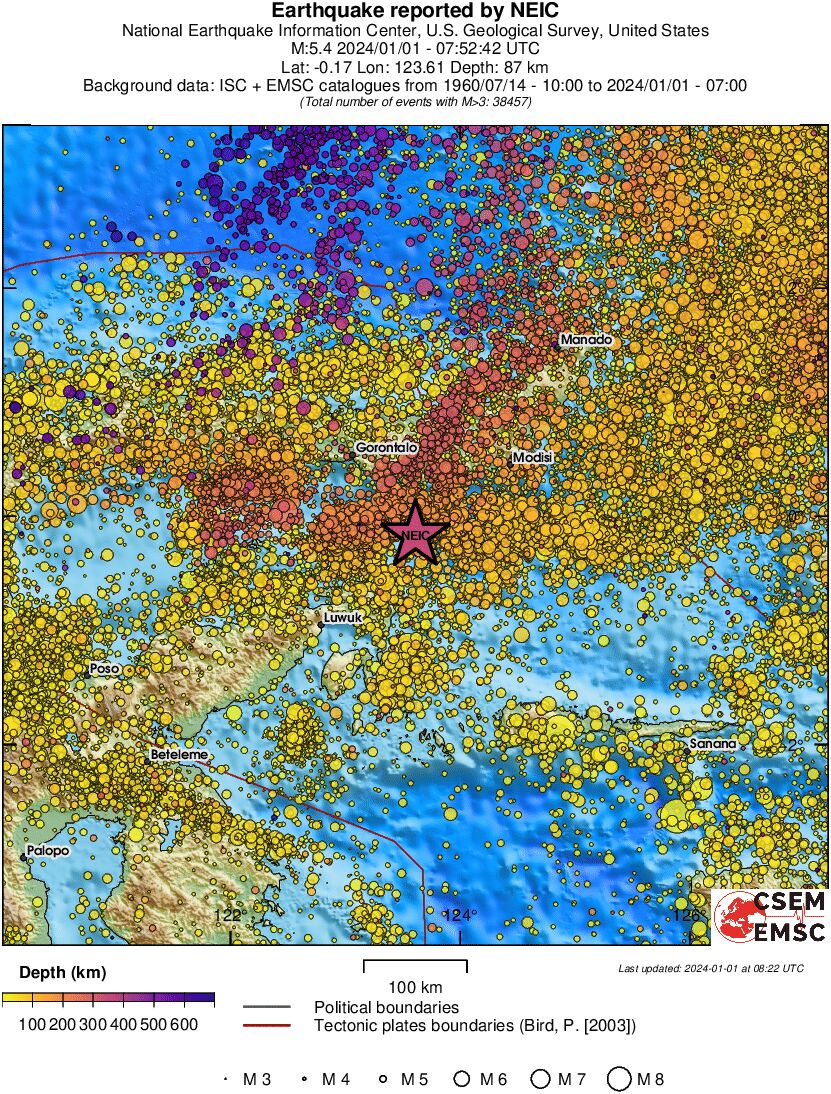 regional depth historical seismicity