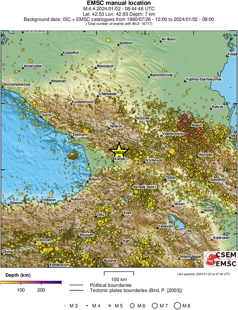 regional depth historical seismicity