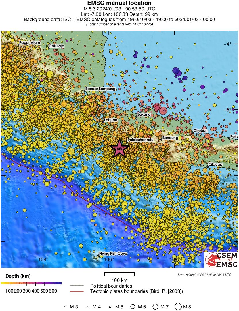 regional depth historical seismicity