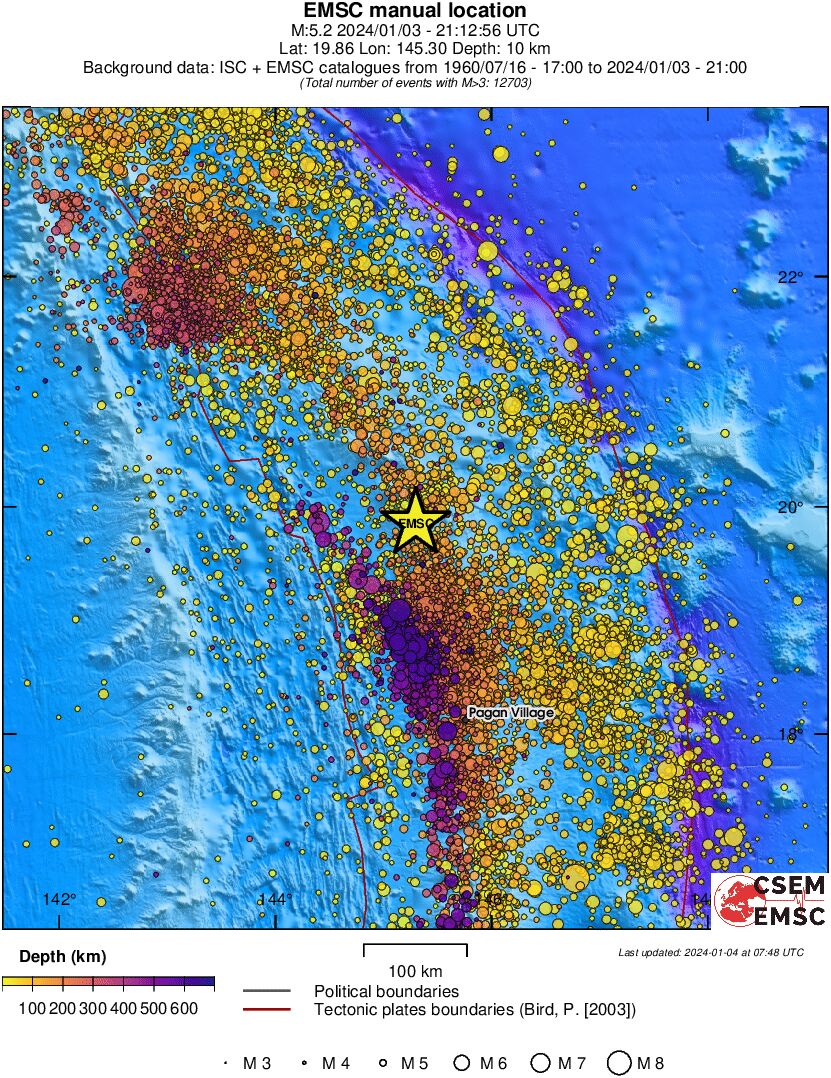 regional depth historical seismicity