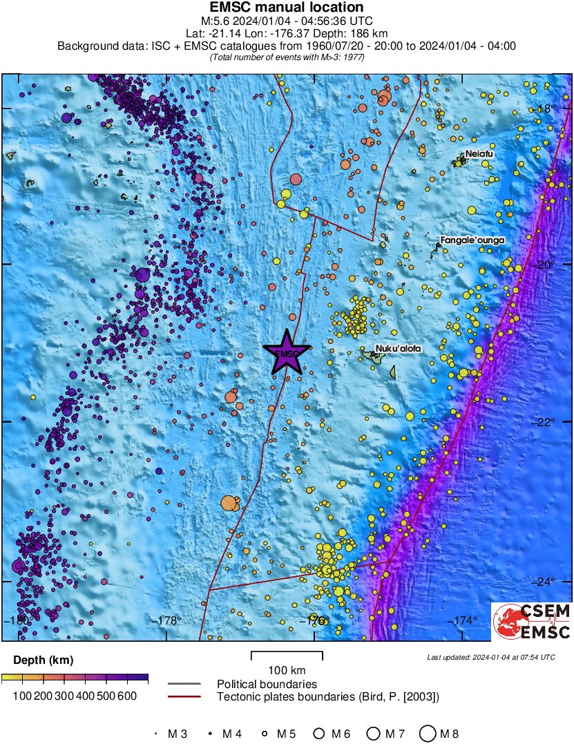 regional depth historical seismicity