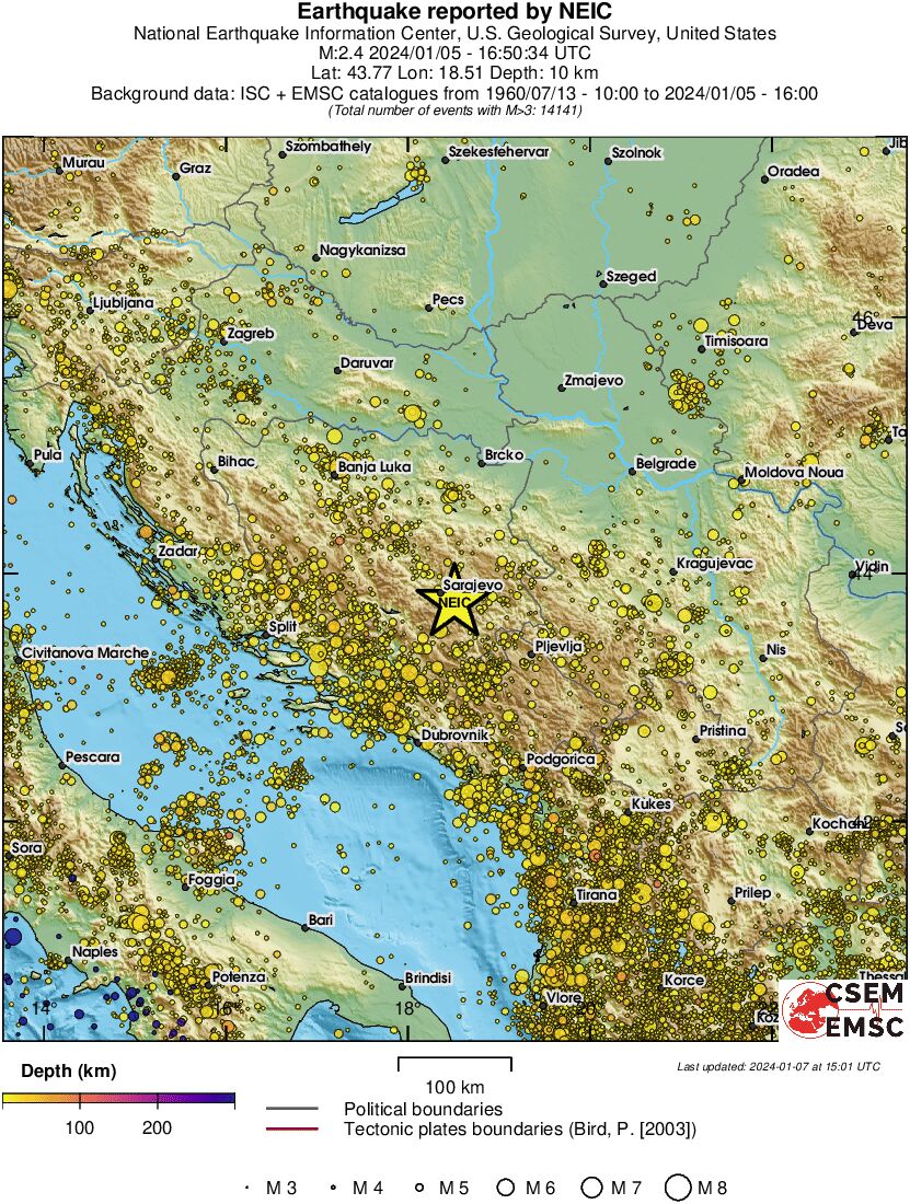 regional depth historical seismicity