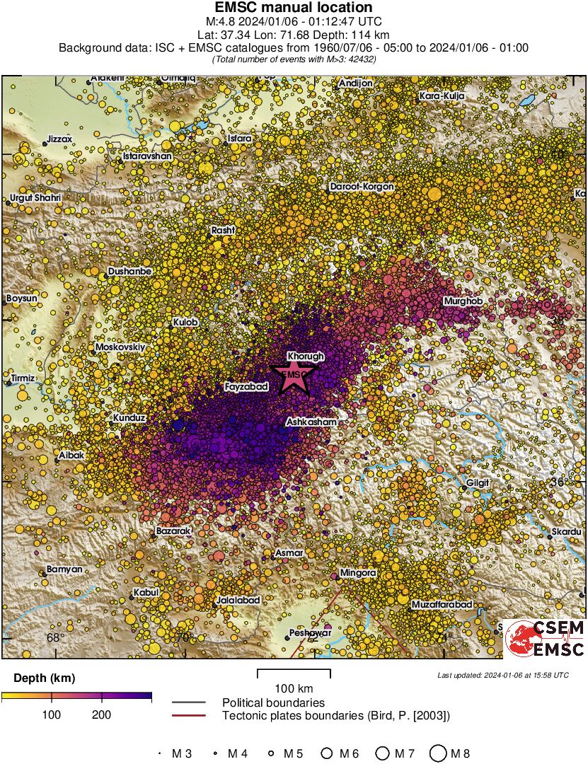 regional depth historical seismicity