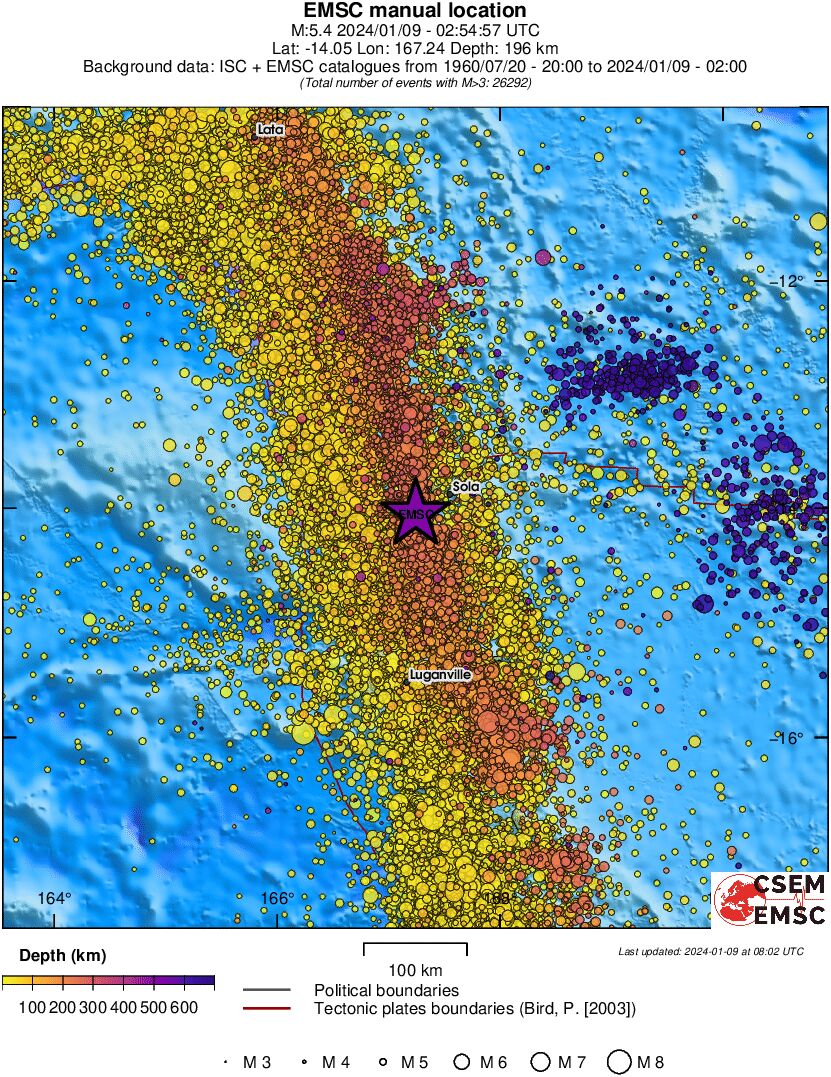 regional depth historical seismicity