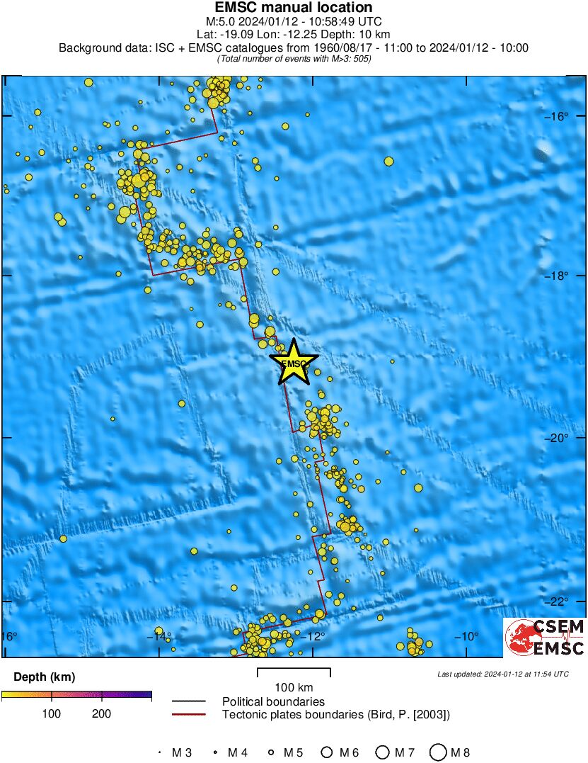 regional depth historical seismicity