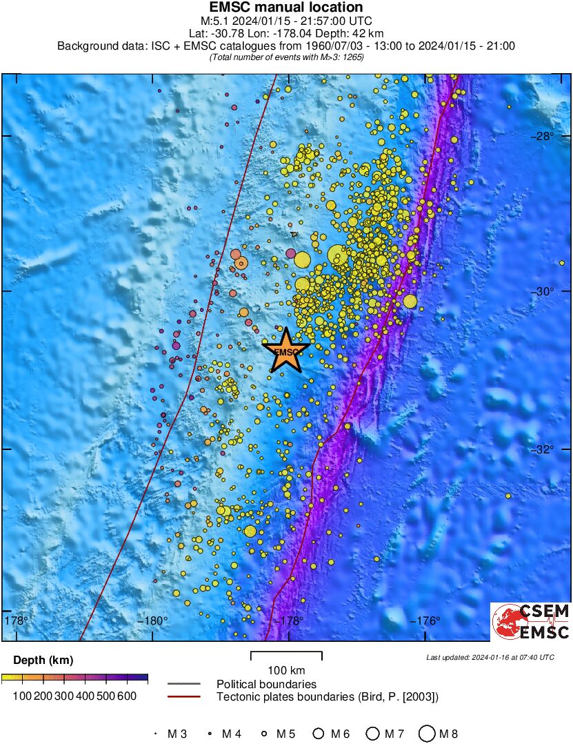 regional depth historical seismicity