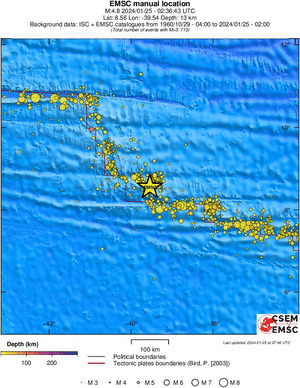 regional depth historical seismicity