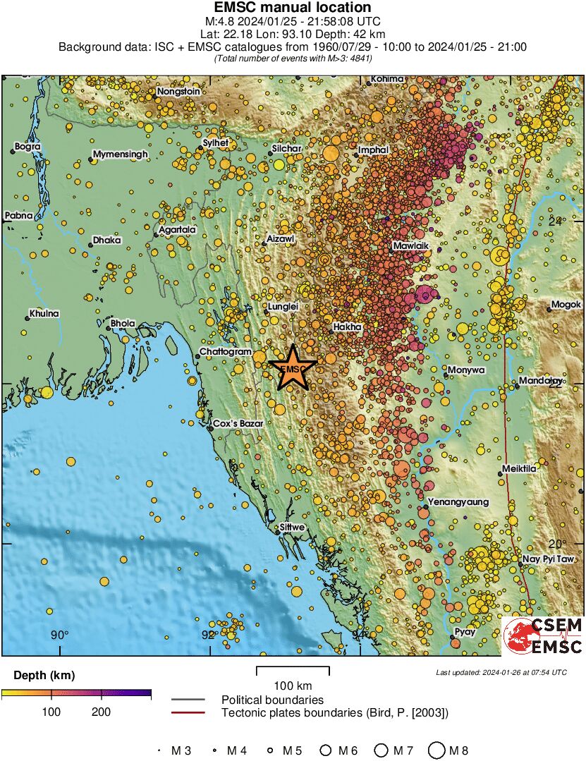 regional depth historical seismicity