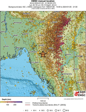 regional depth historical seismicity