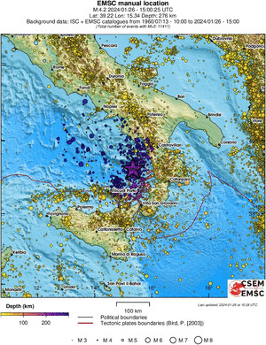 regional depth historical seismicity