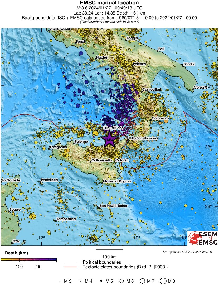 regional depth historical seismicity
