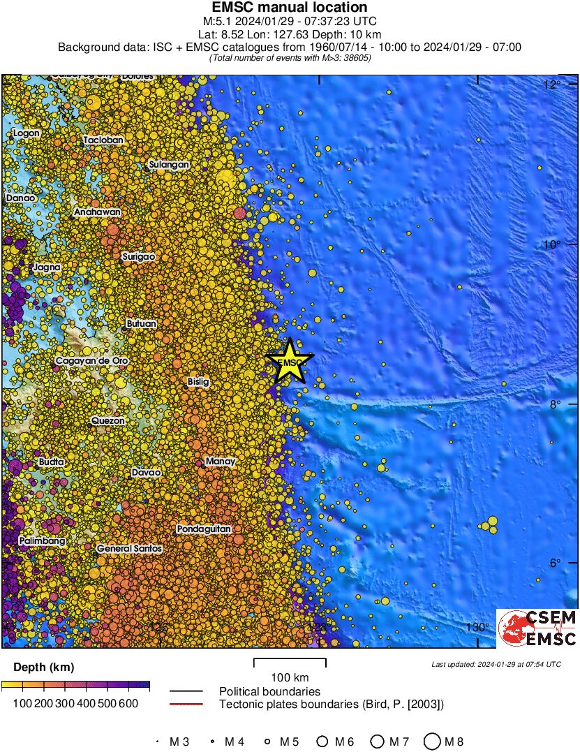 regional depth historical seismicity