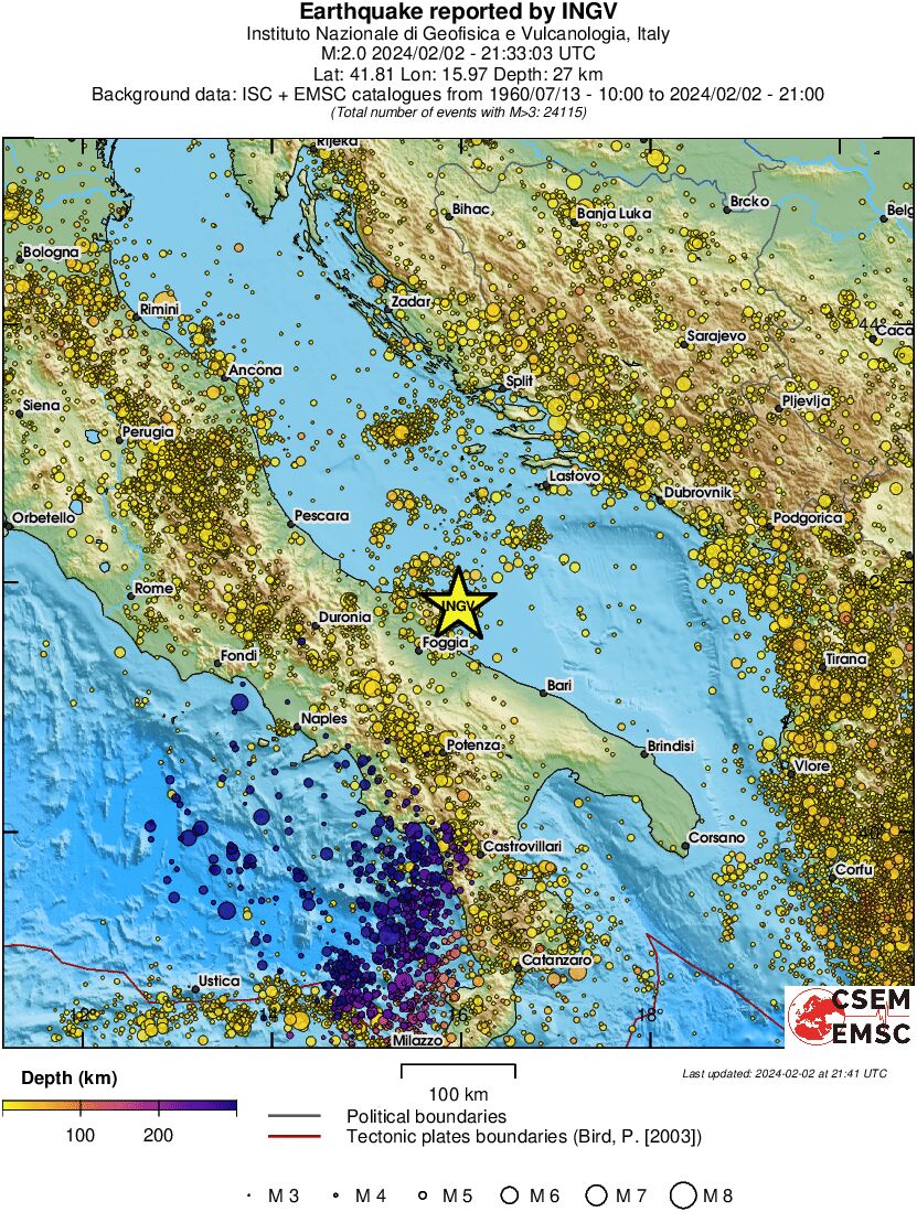 regional depth historical seismicity