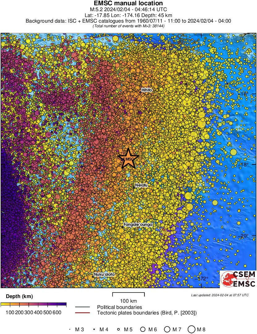 regional depth historical seismicity
