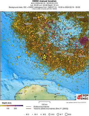 regional depth historical seismicity