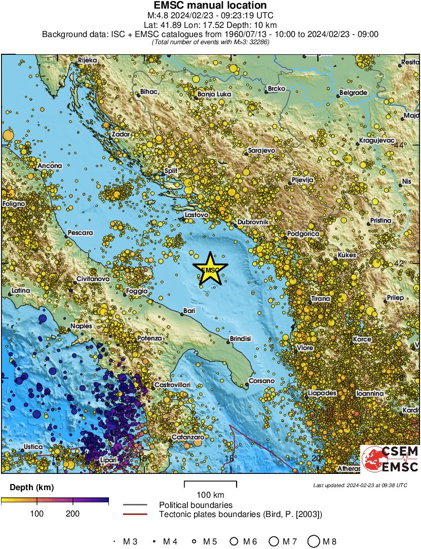 regional depth historical seismicity