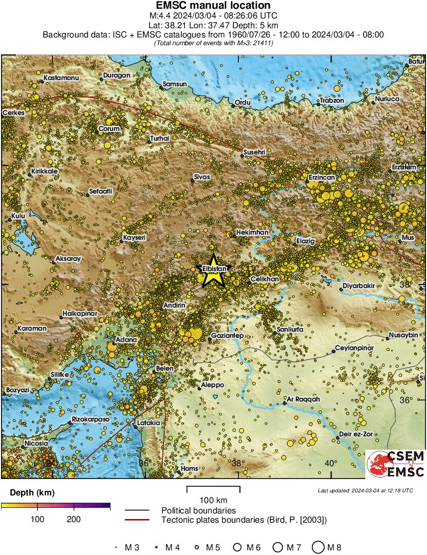 regional depth historical seismicity