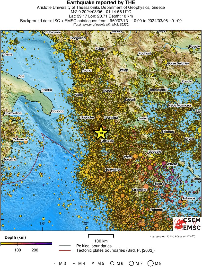 regional depth historical seismicity