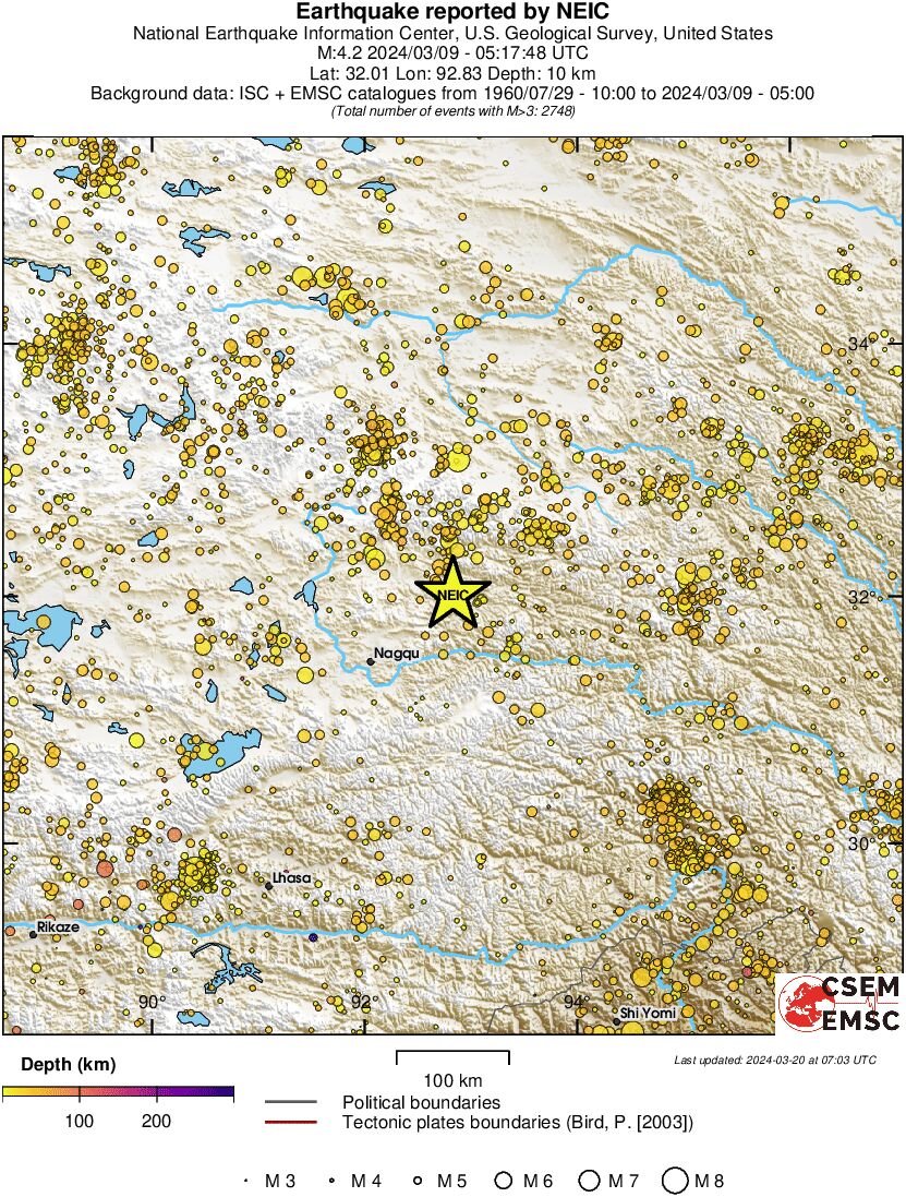 regional depth historical seismicity