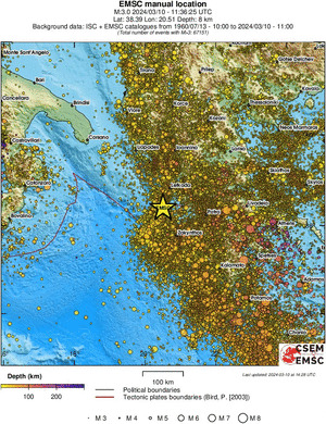 regional depth historical seismicity