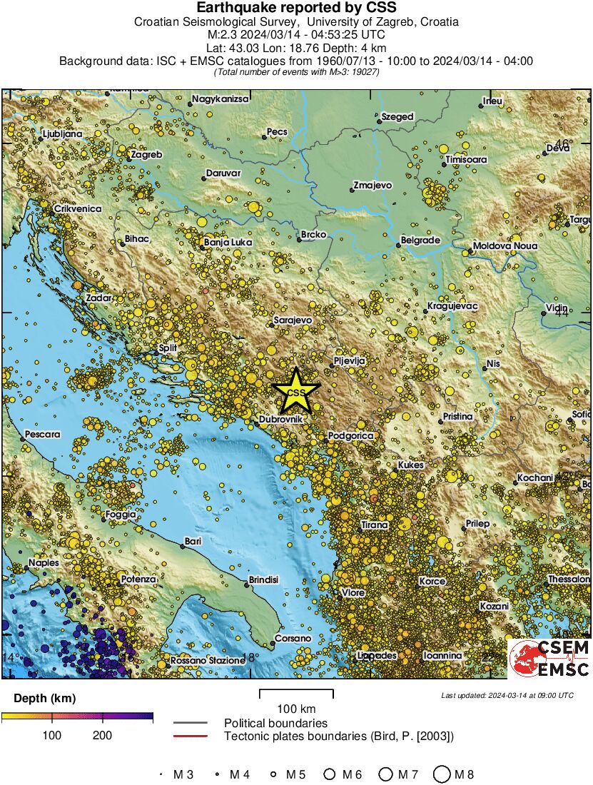 regional depth historical seismicity
