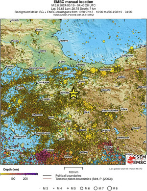 regional depth historical seismicity
