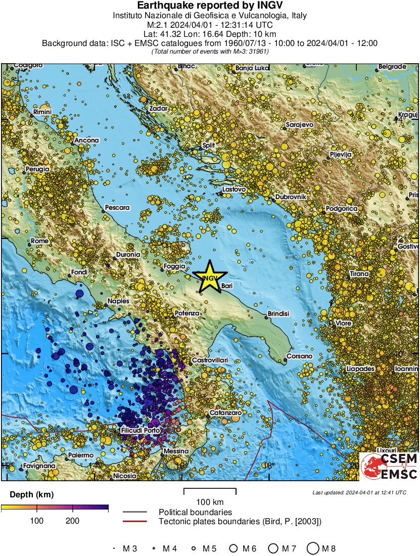 regional depth historical seismicity