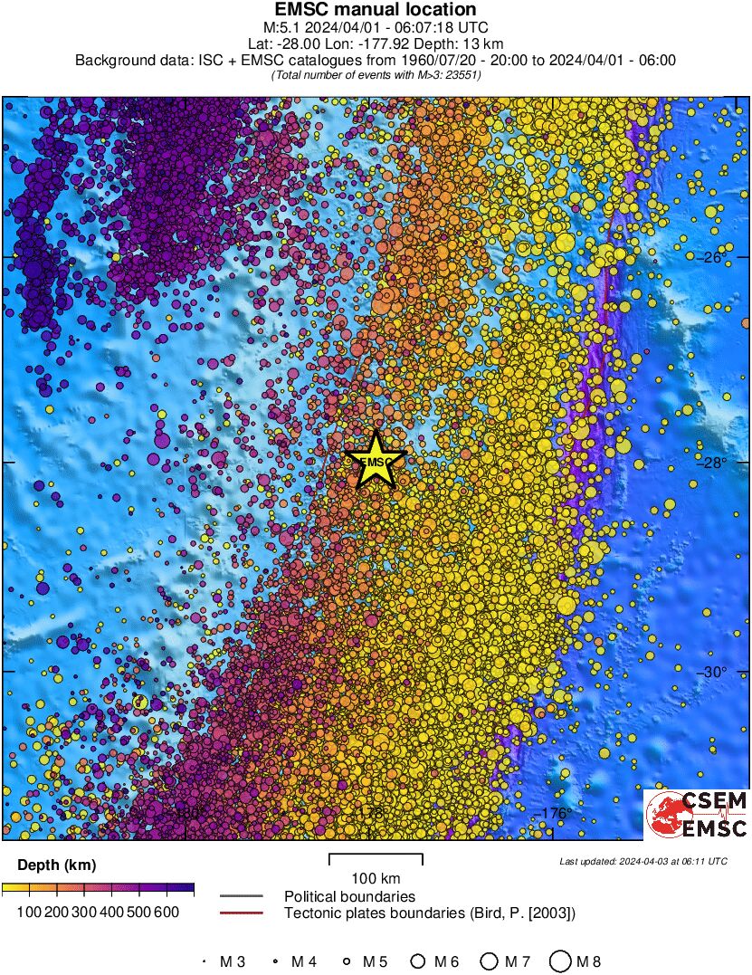 regional depth historical seismicity