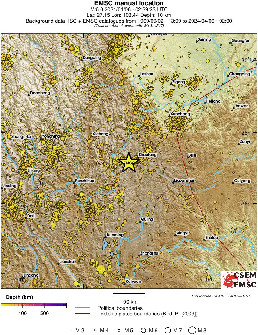 regional depth historical seismicity