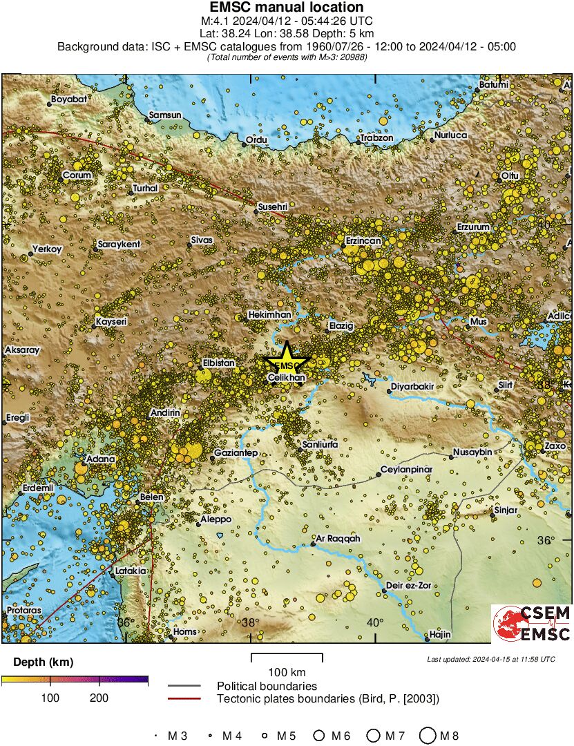 regional depth historical seismicity