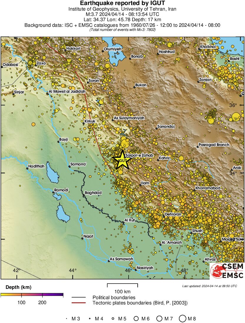 regional depth historical seismicity