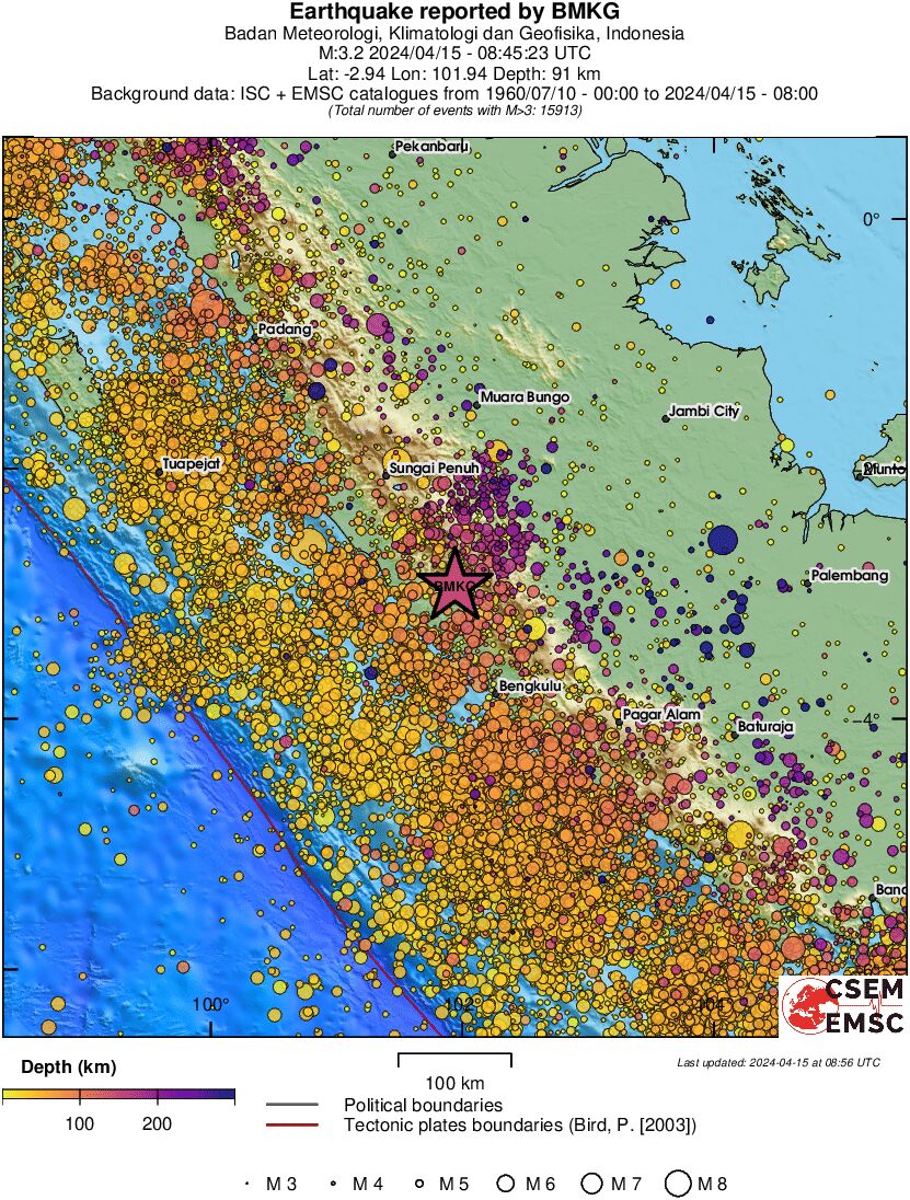 regional depth historical seismicity