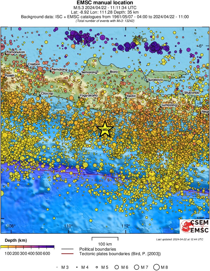 regional depth historical seismicity
