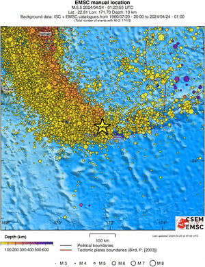 regional depth historical seismicity