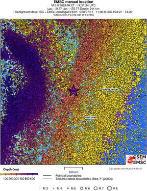 regional depth historical seismicity