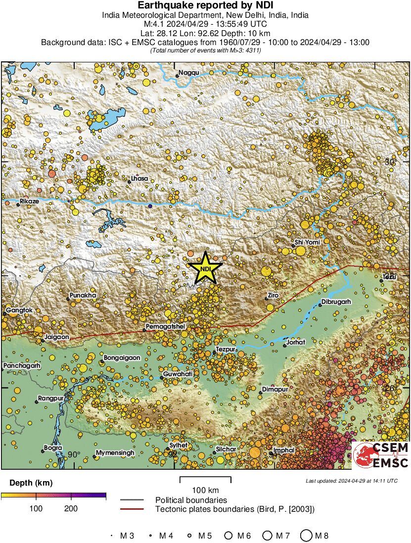 regional depth historical seismicity