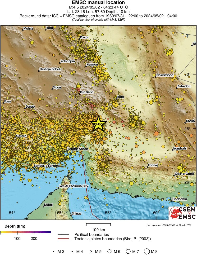 regional depth historical seismicity