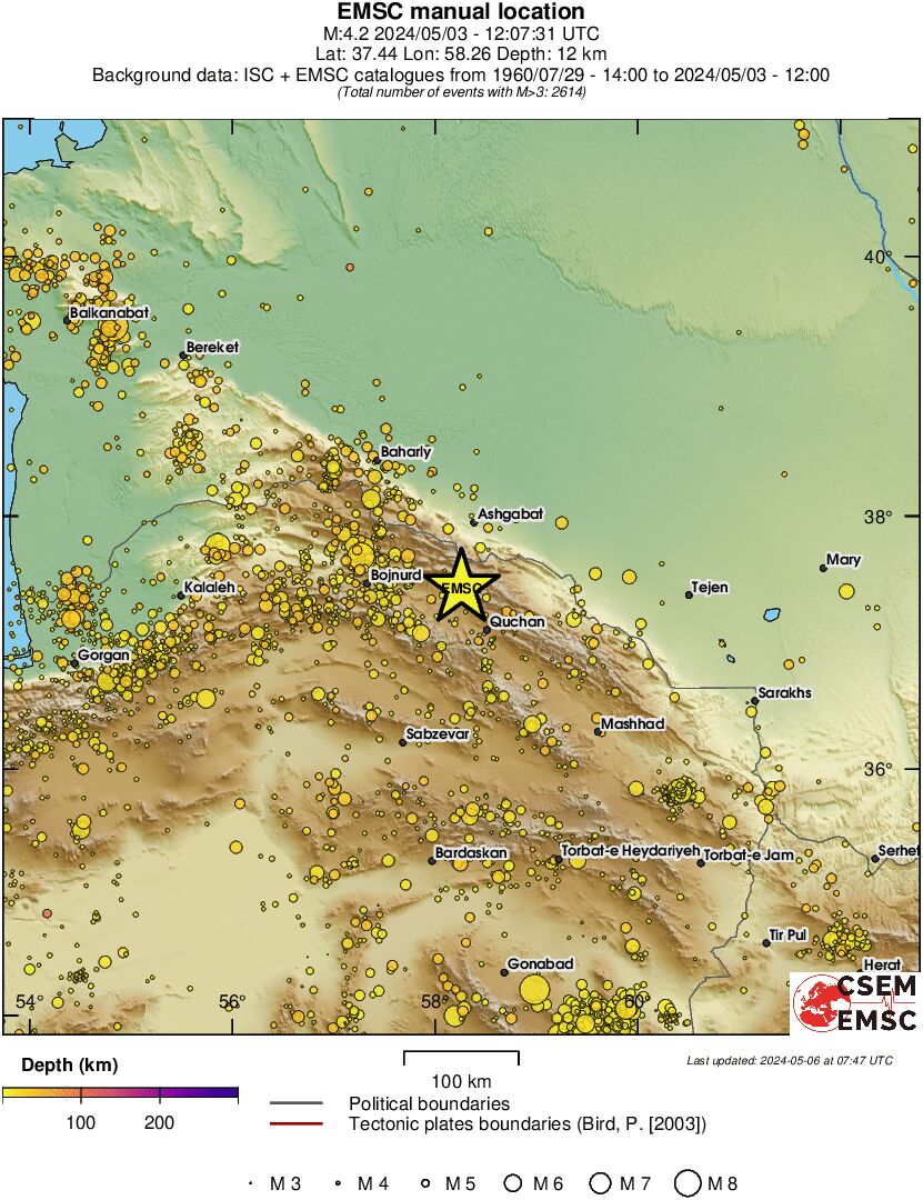 regional depth historical seismicity