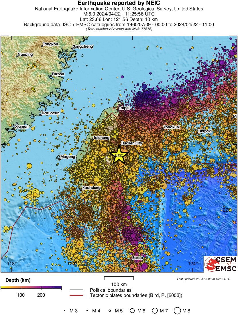 regional depth historical seismicity