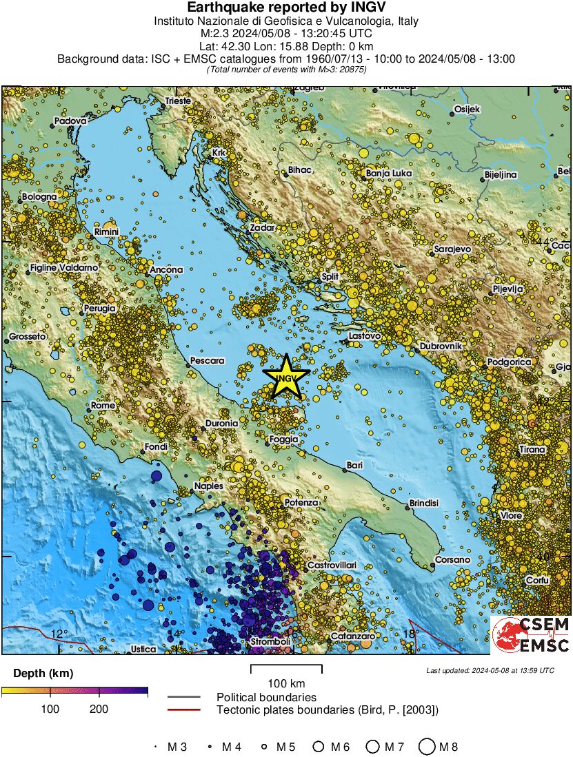 regional depth historical seismicity